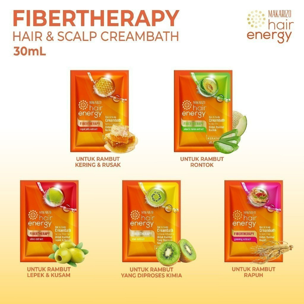 makarizo hair energy fibertherapy hair and scalp creambath 30g/masker rambut makarizo hair energy fibertherapy hair and scalp creambath 30g/masker rambut