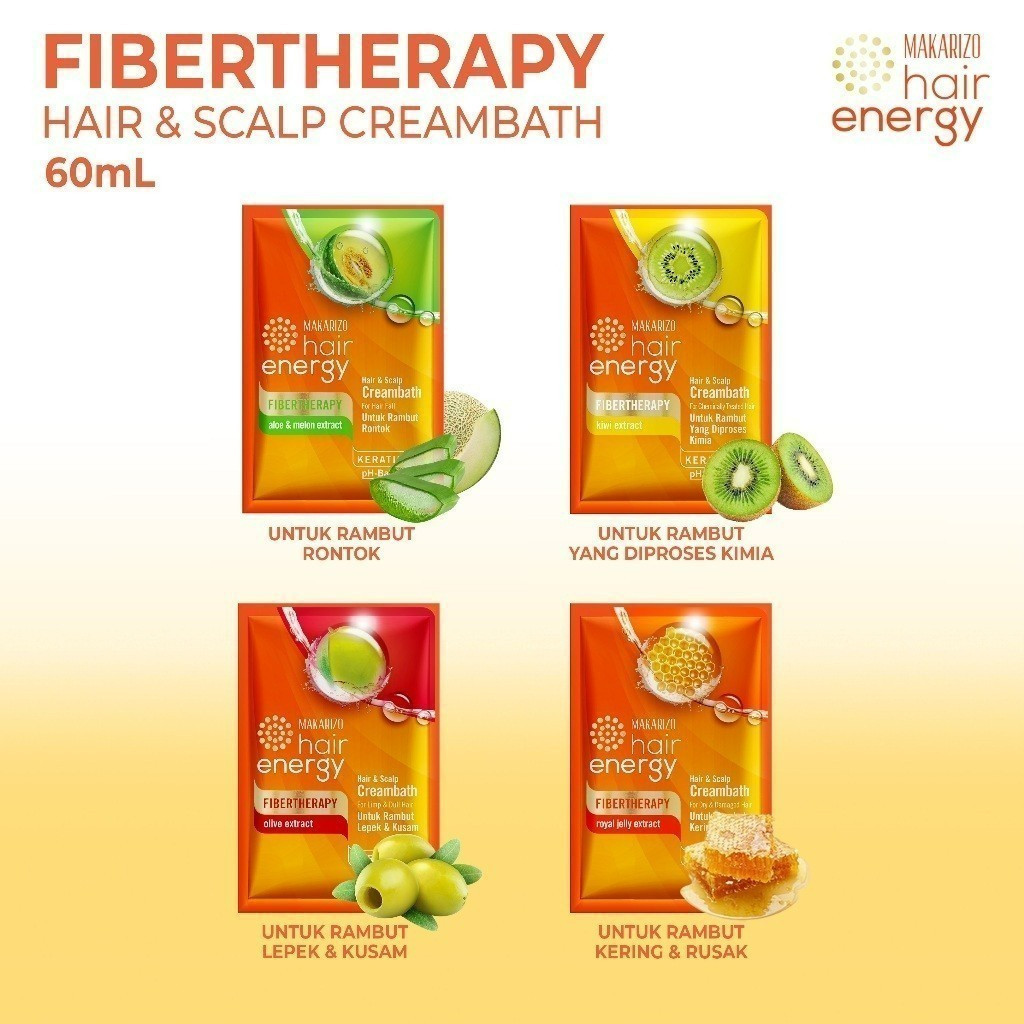 makarizo hair energy fibertherapy hair and scalp creambath 30g/masker rambut makarizo hair energy fibertherapy hair and scalp creambath 30g/masker rambut