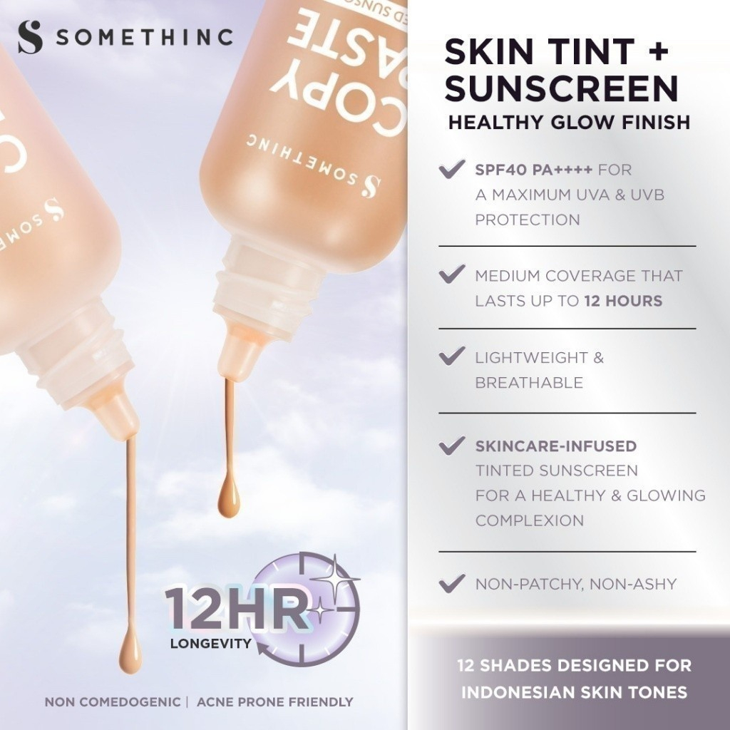 somethinc copy paste tinted sunscreen spf 40 pa++++/tabir surya somethinc copy paste tinted sunscreen spf 40 pa++++/tabir surya