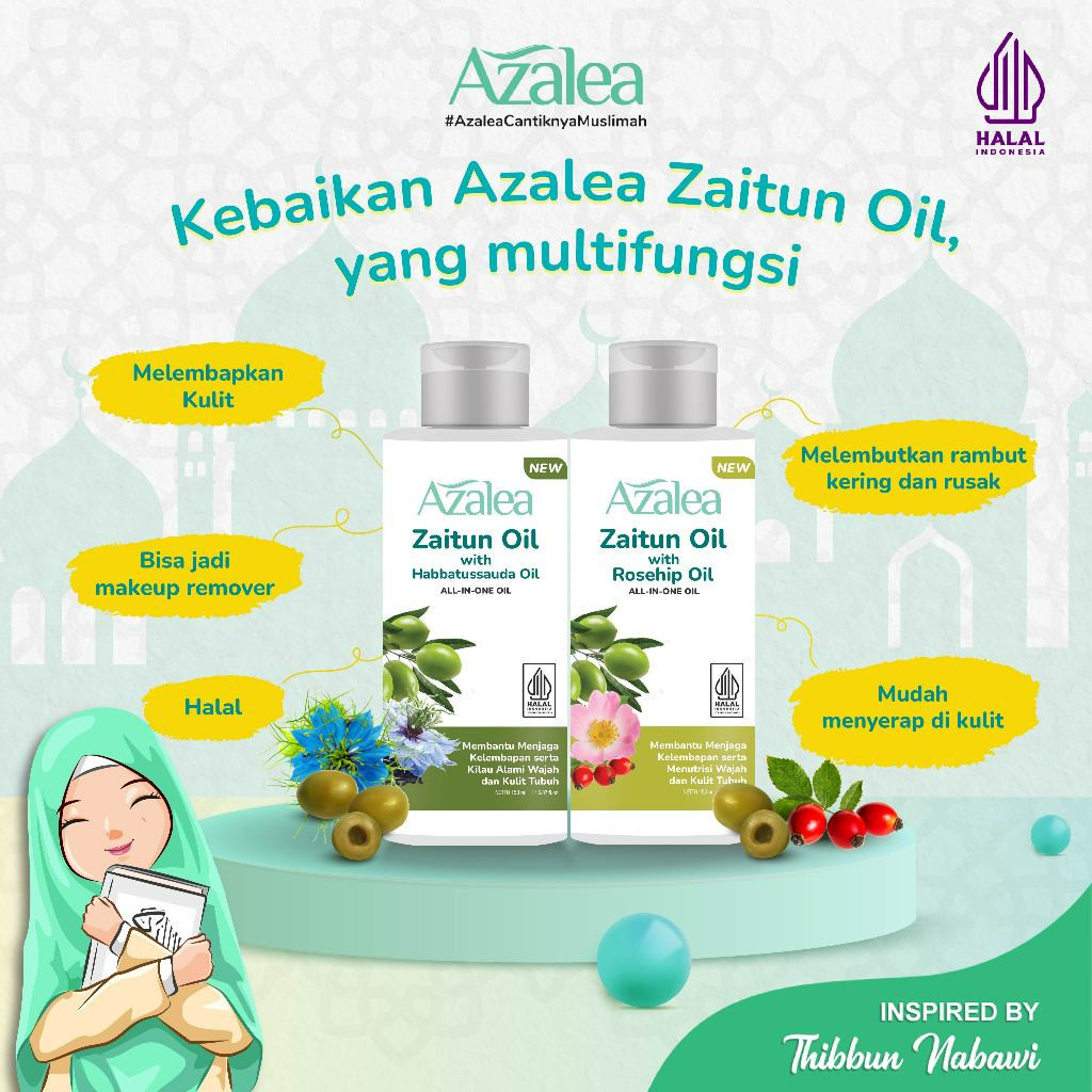azalea zaitun oil with habbatussauda and rosehip oil 150ml azalea zaitun oil with habbatussauda and rosehip oil 150ml