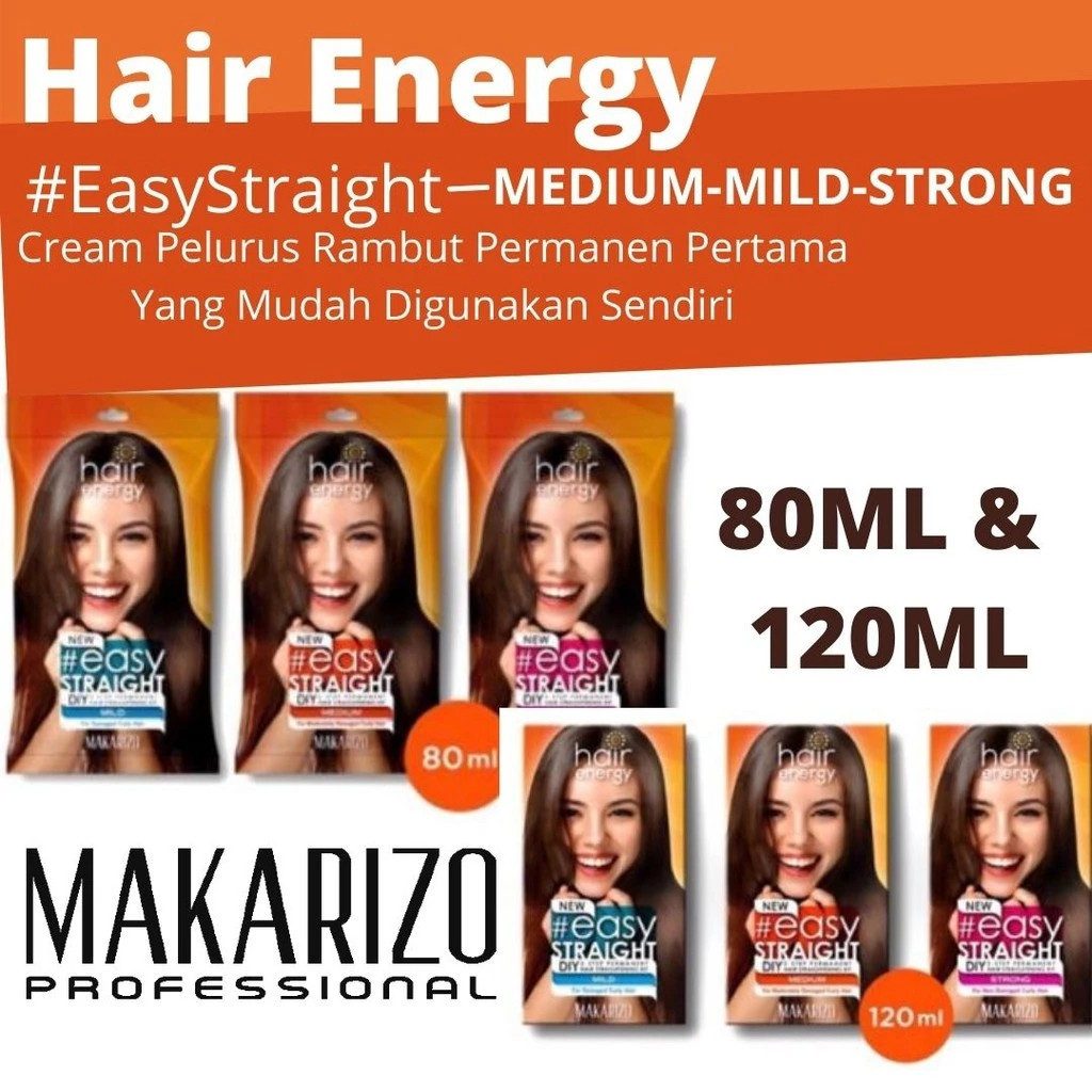 makarizo hair energy easy straight 80ml and 120ml/pelurus rambut makarizo hair energy easy straight 80ml and 120ml/pelurus rambut