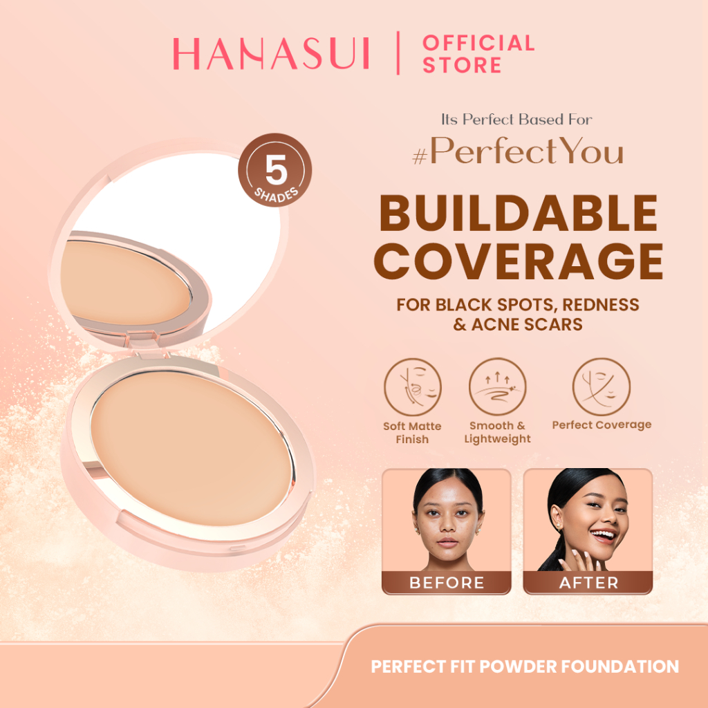 hanasui perfect fit powder foundation/bedak padat hanasui perfect fit powder foundation/bedak padat