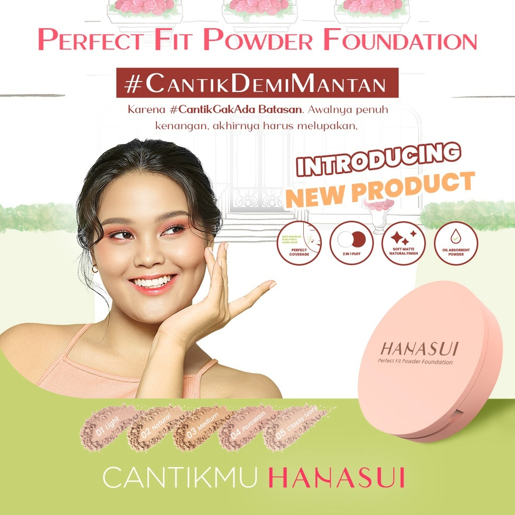 hanasui perfect fit powder foundation/bedak padat hanasui perfect fit powder foundation/bedak padat