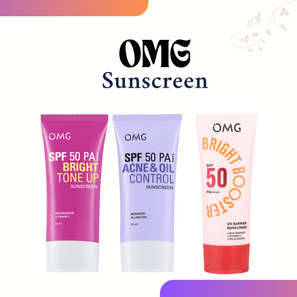 omg oh my glow uv barrier sunscreen spf 50 pa++++ 25ml/bright tone up/acne and oil control /tabir surya omg oh my glow uv barrier sunscreen spf 50 pa++++ 25ml/bright tone up/acne and oil control /tabir surya