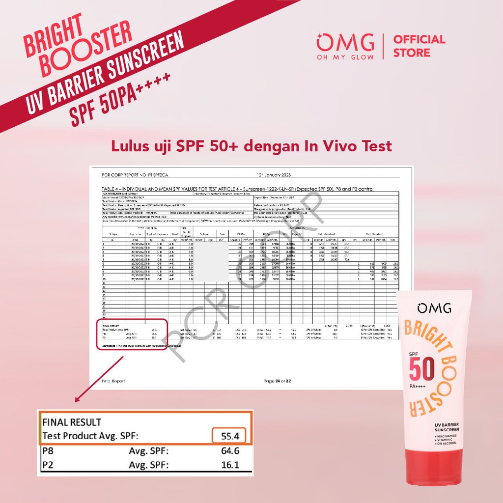 omg oh my glow uv barrier sunscreen spf 50 pa++++ 25ml/bright tone up/acne and oil control /tabir surya omg oh my glow uv barrier sunscreen spf 50 pa++++ 25ml/bright tone up/acne and oil control /tabir surya