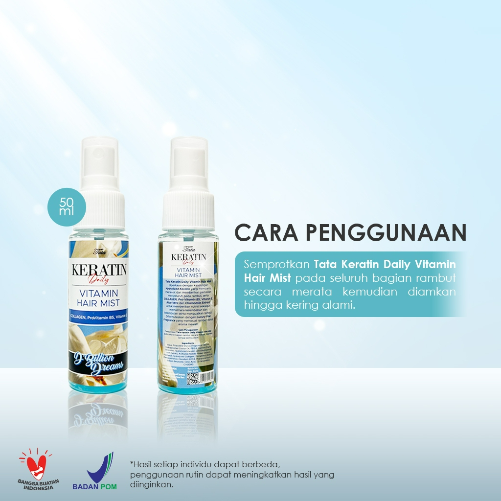 tata keratin daily vitamin hair mist 50ml / serum rambut tata keratin daily vitamin hair mist 50ml / serum rambut