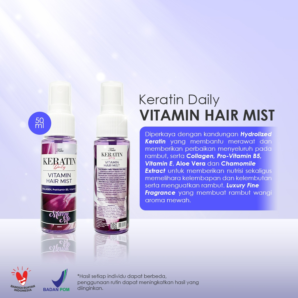 tata keratin daily vitamin hair mist 50ml / serum rambut tata keratin daily vitamin hair mist 50ml / serum rambut