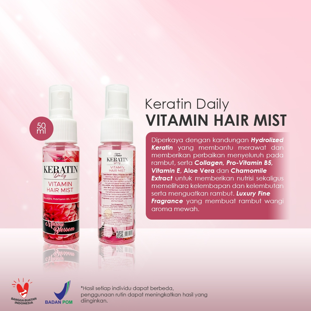 tata keratin daily vitamin hair mist 50ml / serum rambut tata keratin daily vitamin hair mist 50ml / serum rambut
