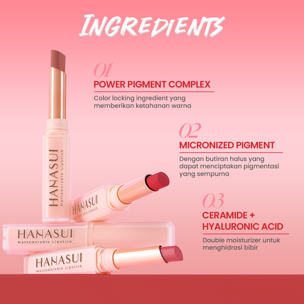 hanasui mattedorable lipstick 2g/lipstik/lip matte hanasui mattedorable lipstick 2g/lipstik/lip matte