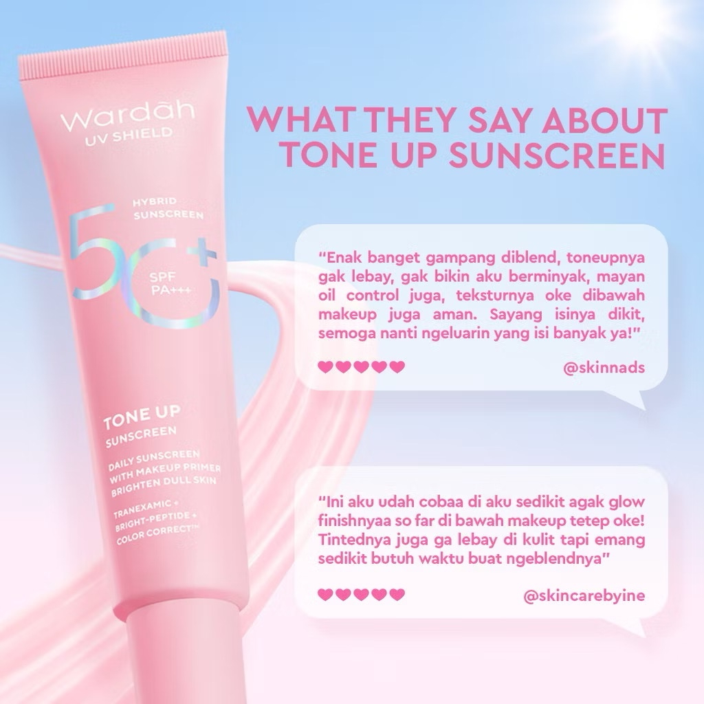 wardah uv shield tone up sunscreen spf 50+ pa+++ / sunscreen wajah wardah uv shield tone up sunscreen spf 50+ pa+++ / sunscreen wajah
