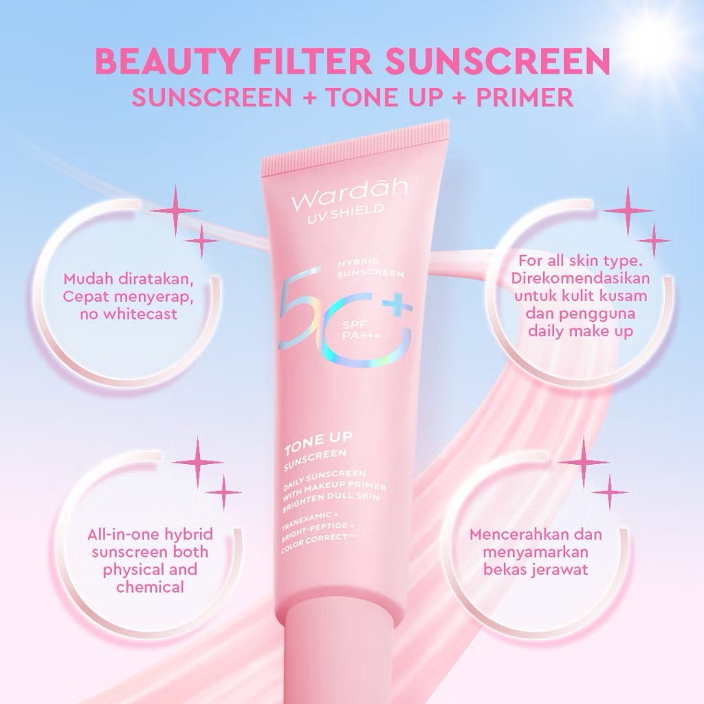 wardah uv shield tone up sunscreen spf 50+ pa+++ / sunscreen wajah wardah uv shield tone up sunscreen spf 50+ pa+++ / sunscreen wajah