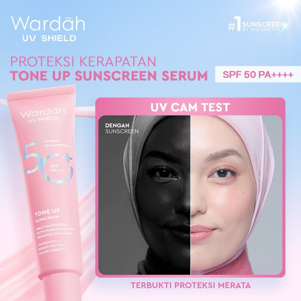 wardah uv shield tone up sunscreen spf 50+ pa+++ / sunscreen wajah wardah uv shield tone up sunscreen spf 50+ pa+++ / sunscreen wajah