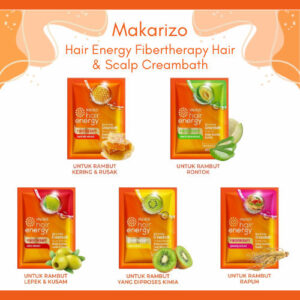 makarizo hair energy fibertherapy hair and scalp creambath 60gr/perawatan rambut