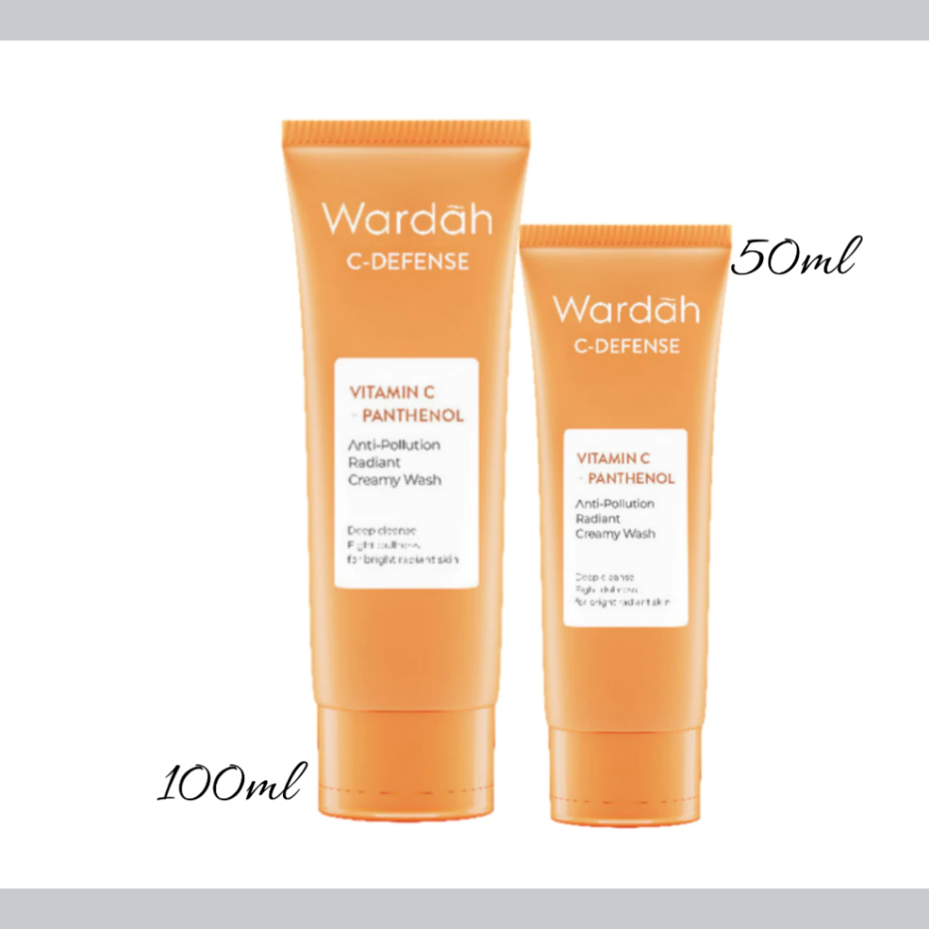 wardah c defense vitamin c panthenol creamy wash 50ml & 100ml | pembersih muka wardah c defense vitamin c panthenol creamy wash 50ml & 100ml | pembersih muka