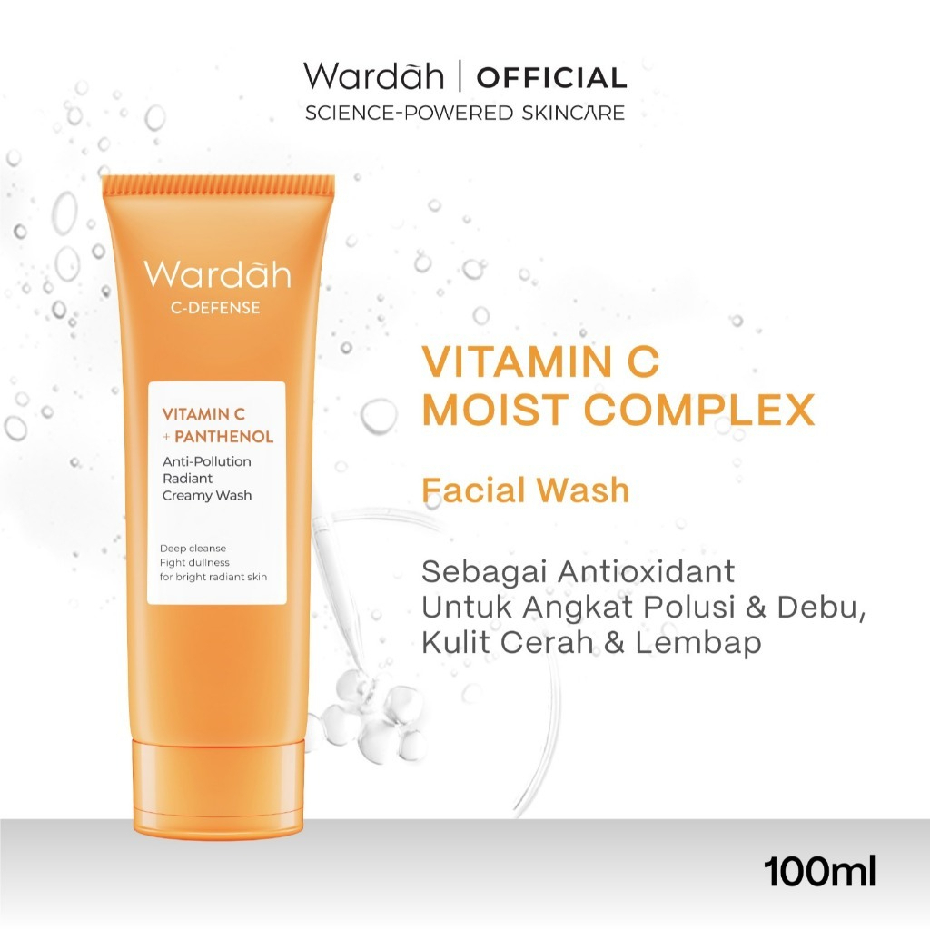 wardah c defense vitamin c panthenol creamy wash 50ml & 100ml | pembersih muka wardah c defense vitamin c panthenol creamy wash 50ml & 100ml | pembersih muka