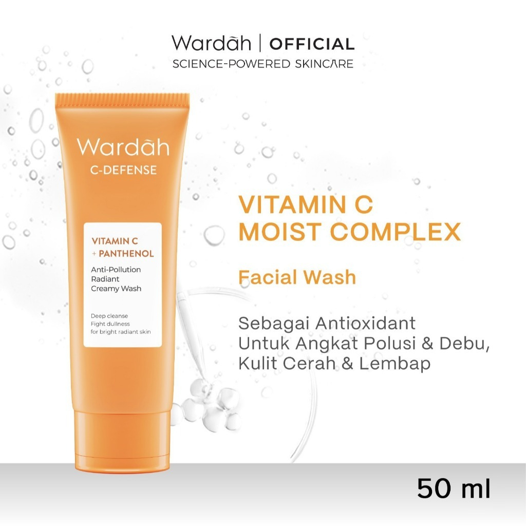 wardah c defense vitamin c panthenol creamy wash 50ml & 100ml | pembersih muka wardah c defense vitamin c panthenol creamy wash 50ml & 100ml | pembersih muka