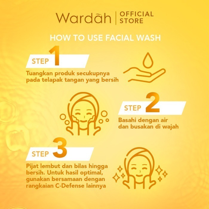 wardah c defense vitamin c panthenol creamy wash 50ml & 100ml | pembersih muka wardah c defense vitamin c panthenol creamy wash 50ml & 100ml | pembersih muka