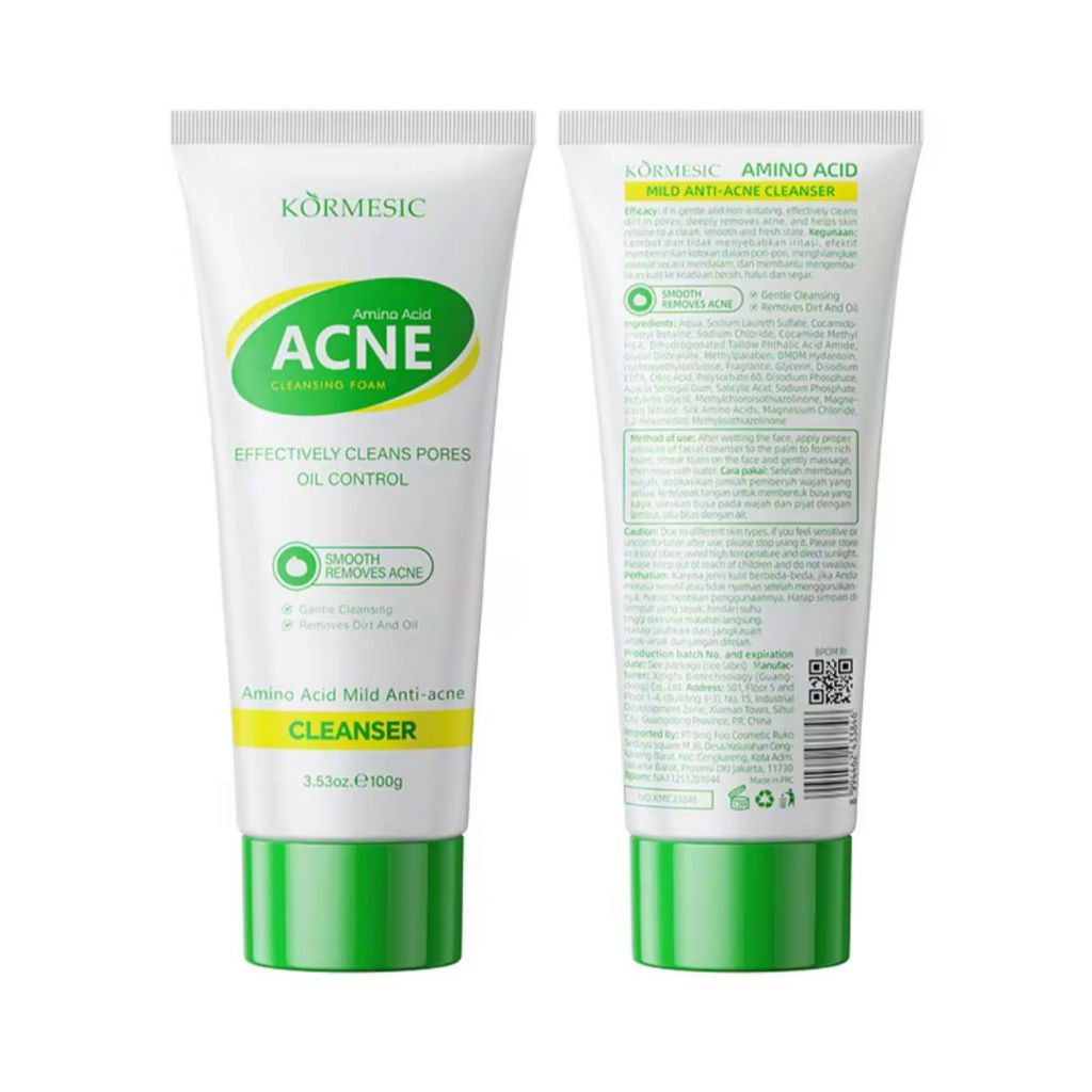 kormesic amino acid mild anti acne and whitening acne control cleanser 100g/pembersih wajah kormesic amino acid mild anti acne and whitening acne control cleanser 100g/pembersih wajah