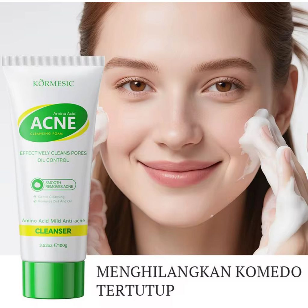 kormesic amino acid mild anti acne and whitening acne control cleanser 100g/pembersih wajah kormesic amino acid mild anti acne and whitening acne control cleanser 100g/pembersih wajah