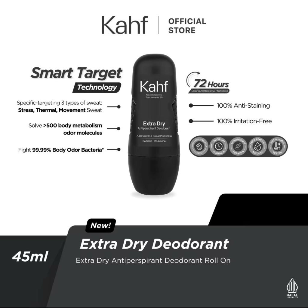 kahf antiperspirant deodorant roll on 45ml/clean fresh/cooling power/extra dry kahf antiperspirant deodorant roll on 45ml/clean fresh/cooling power/extra dry