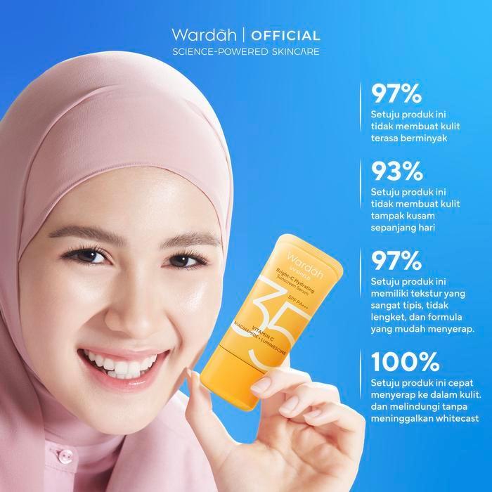 wardah uv shield bright c hydrating sunscreen serum spf 35 pa +++ 40 ml/tabir surya wardah uv shield bright c hydrating sunscreen serum spf 35 pa +++ 40 ml/tabir surya