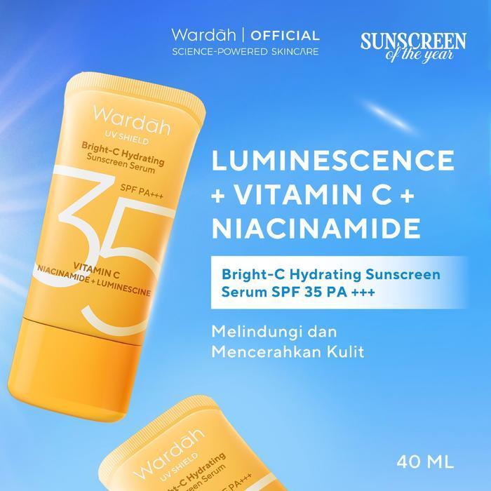 wardah uv shield bright c hydrating sunscreen serum spf 35 pa +++ 40 ml/tabir surya wardah uv shield bright c hydrating sunscreen serum spf 35 pa +++ 40 ml/tabir surya